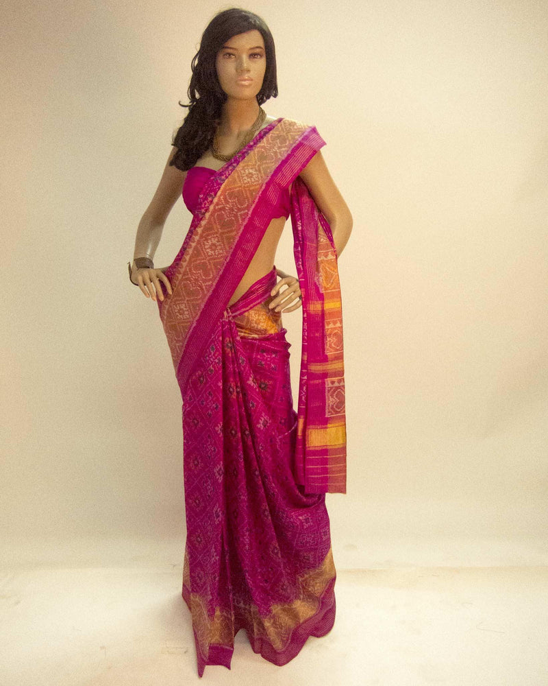 DPP-7073 - Pink & Multi Pure Silk Saree