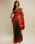 DPP-7077 - Green & Multi Pure Silk Saree