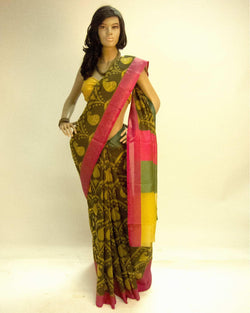 DPP-7168 - Multi & Black Pure Organza Silk Saree