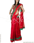 DPP-7789 - Red & Green Pure Chanderi  Saree