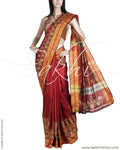 DPP-7885 - Maroon & Gold Pure Tussar Silk Saree