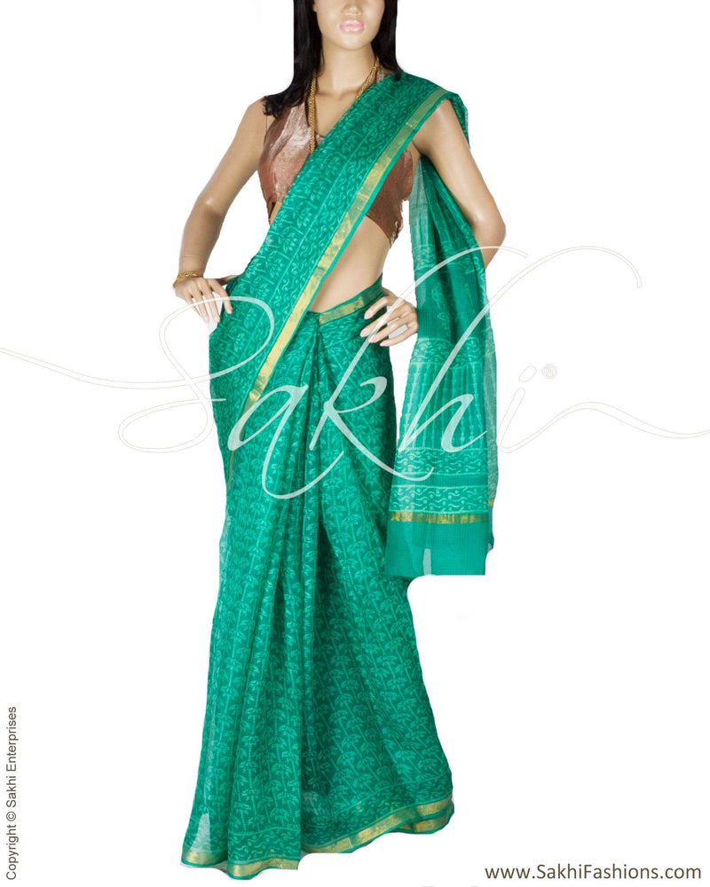 DPP-8132 - Green & Gold Pure Silk kota Saree