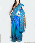 DPP-8571 - Blue & Multi Pure Organza Silk Saree