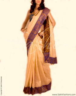 DPP-8635 - Cream & Multi Synthetic Silk Saree