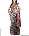 DPP-889 - Maroon & Blue Pure Cotton Saree