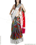 DPP-9166 - Grey & Multi pure silk kota Saree
