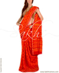 DPP-9199 - Orange & Multi Pure Chanderi  Saree