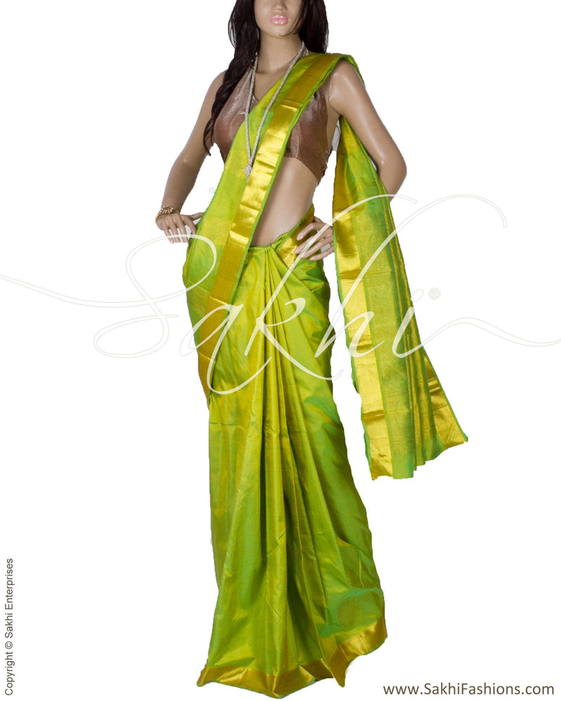 DPP-9421 - Green & Gold Pure Kanchivaram Silk Saree