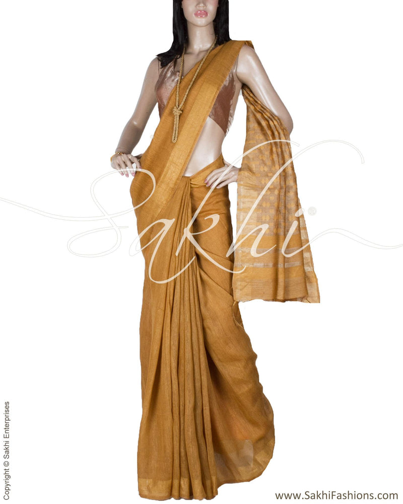 DPP-9428 - Rust & Gold Pure Matka Silk Saree