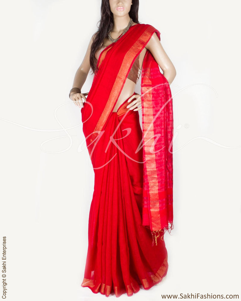 DPP-9430 - Red & Gold Pure Matka Silk Saree