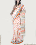 DPP-9438 - Cream & Multi Pure Cotton Saree