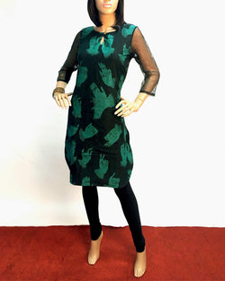 DPP-R5358 - Black & Green Silk & Cotton Top