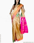DPQ-10236 - Beige & Pink Pure Kanchivaram Silk Saree
