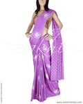 DPQ-10771 - Purple & White Pure Crepe Silk Saree
