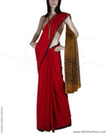 DPQ-10796 - Red & Black Pure Georgette Silk Saree