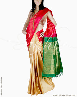 DPQ-11938 - Pink & Green Pure Kanchivaram Silk Saree
