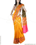 DPQ-11995 - Yellow & Green Pure Silk Saree