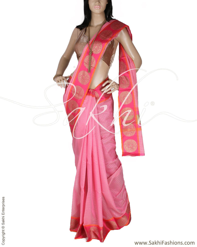 DPQ-12103 - Pink & Pink Pure Kora Silk Saree