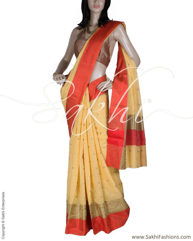 DPQ-12112 - Yellow &  Pure Kota Cotton Saree