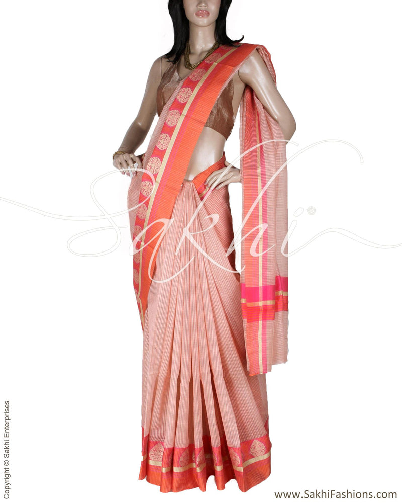 DPQ-12274 - Beige &  Pure Banarasi Silk Saree