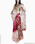 DPQ-14164 - Maroon & Beige Pure Tussar Silk Saree