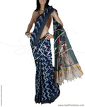 DPQ-14894 - Blue & Grey Pure Chanderi  Saree