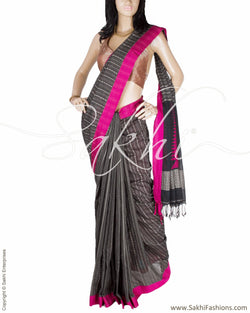 DPQ-14972 - Pink & Grey Pure Cotton Saree