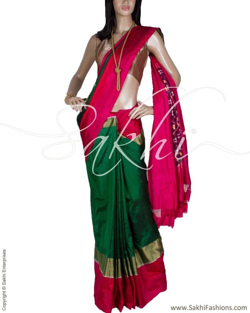 DPQ-151 - Green & Pink pure silk Saree