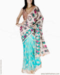 DPQ-15445 - Green & Beige Synthetic Silk Saree