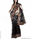 DPQ-15970 - Black & Multi Pure Organza Silk Saree