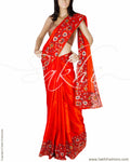 DPQ-15998 - Orange & Blue Pure Kanchivaram Silk Saree