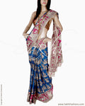 DPQ-18513 - Blue & Red Silk & Cotton Saree