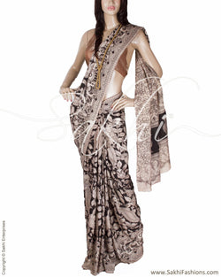 DPQ-18734 - Black & Grey Silk & Cotton Saree