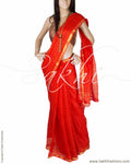 DPQ-19390 - Orange & Gold Kota & Cotton Saree