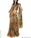 DPQ-2062 - Mustard & Multi Pure Chanderi  Saree