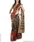 DPQ-2069 - Black & Multi Pure Chanderi  Saree