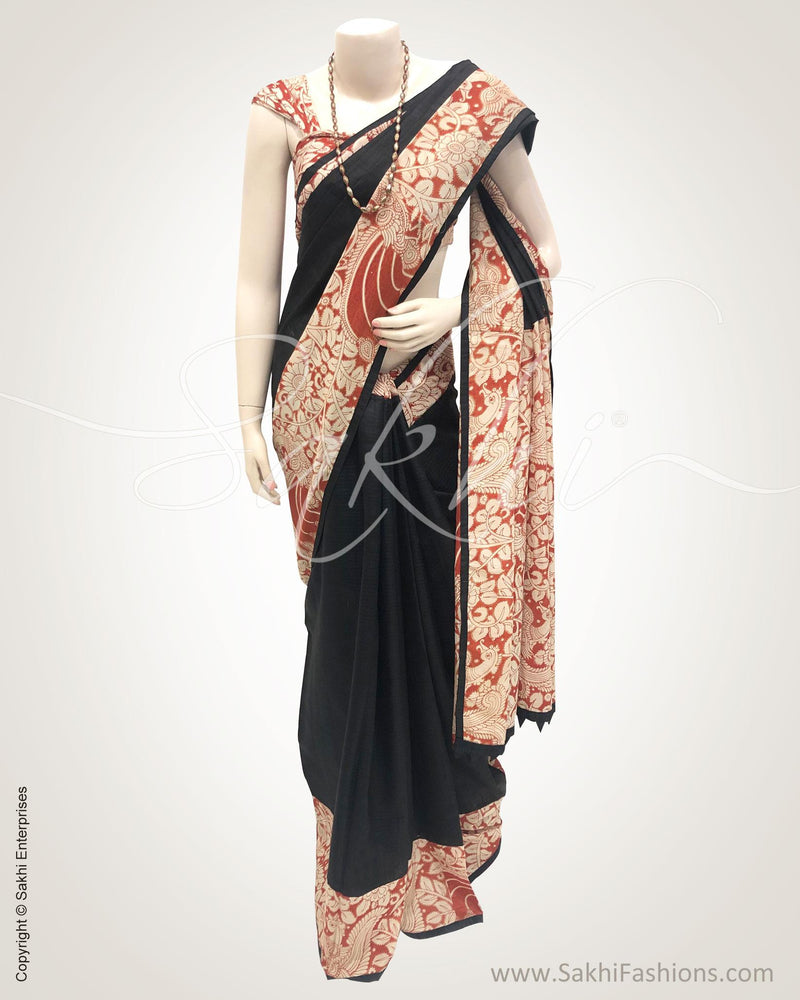 DPQ-20932 - Black Dupion Silk saree