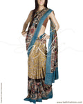 DPQ-2153 - Mustard & Multi Pure Silk Saree