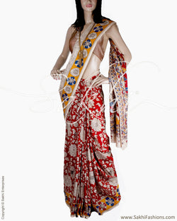 DPQ-21643 - Beige & Multi Silk & Cotton Saree