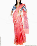 DPQ-22380 - Peach & Blue Pure Kota Cotton Saree