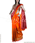 DPQ-3104 - Orange  & Pink Pure Silk Saree