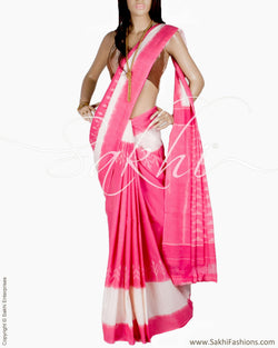 DPQ-3986 - Pink & Cream Pure Cotton Saree