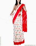 DPQ-3987 - Red & White Pure Cotton Saree