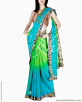 DPQ-4396 - Green & Blue Pure Georgette Silk Saree