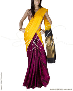 DPQ-458 - Yellow & Pink Pure Kanchivaram Silk Saree
