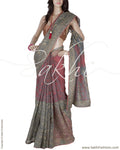 DPQ-5003 - Grey & Maroon Pure Organza Silk Saree