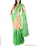 DPQ-5006 - Green & Cream Pure Organza Silk Saree
