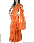 DPQ-5007 - Orange & Beige Pure Organza Silk Saree