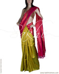DPQ-5476 - Pink & Green Pure Silk Saree