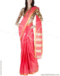 DPQ-5845 - Peach & Beige Pure Cotton Saree
